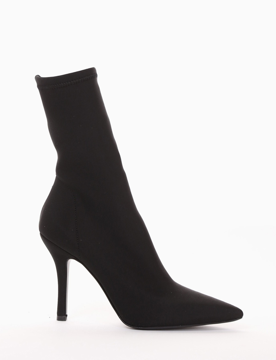 High heel ankle boots heel 10 cm black tissue