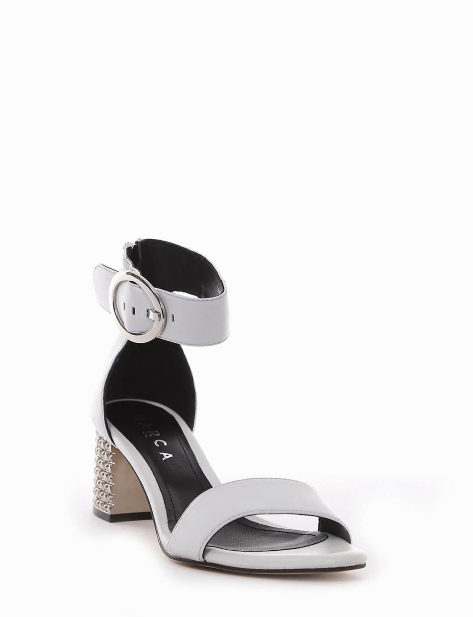 High heel sandals heel 6 cm white leather