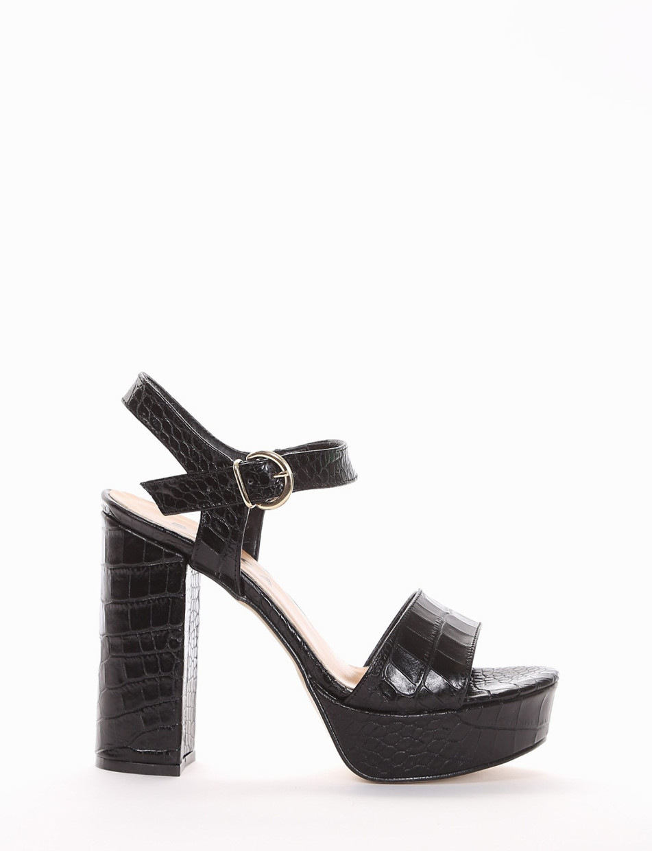 High heel sandals heel 10 cm black coconut