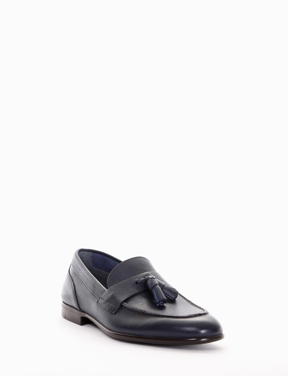 Loafers heel 2 cm blu leather