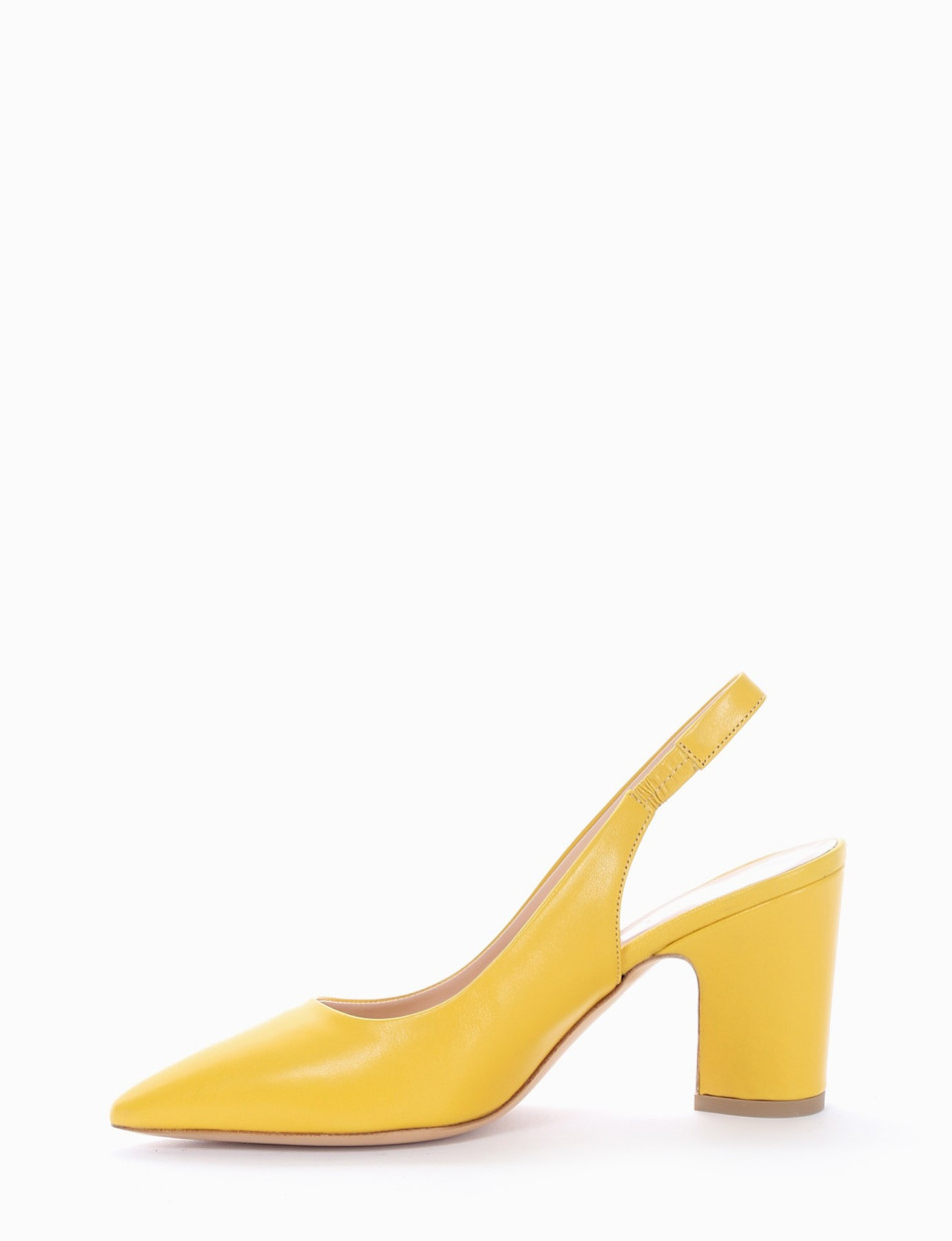 Slingback decoltè tacco 8 cm giallo pelle