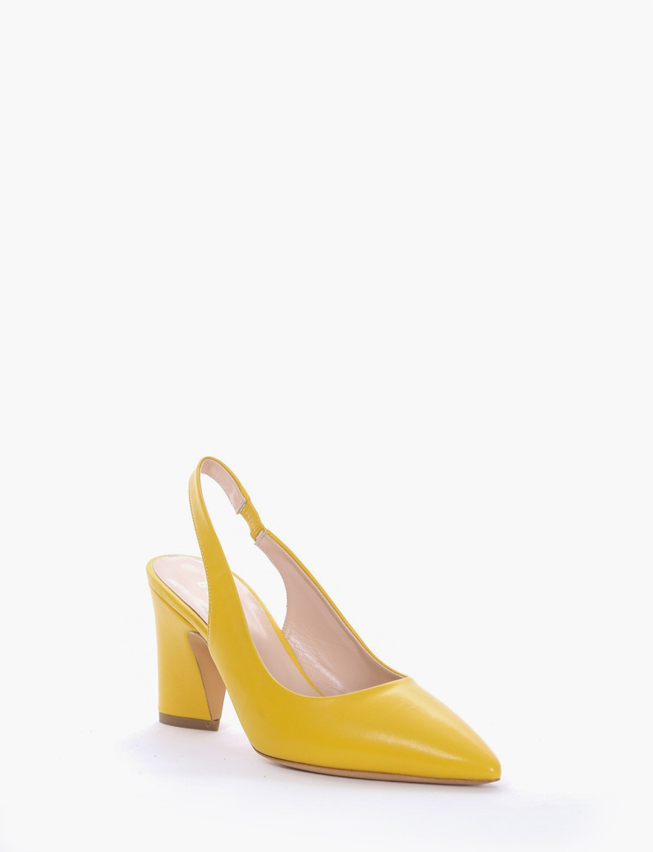 Slingback decoltè tacco 8 cm giallo pelle