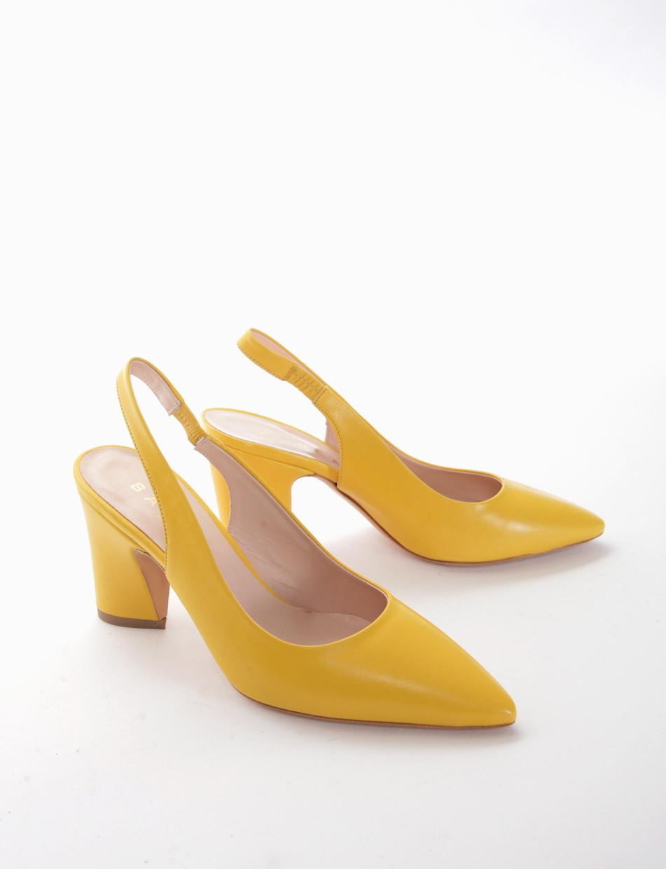 Slingback decoltè tacco 8 cm giallo pelle