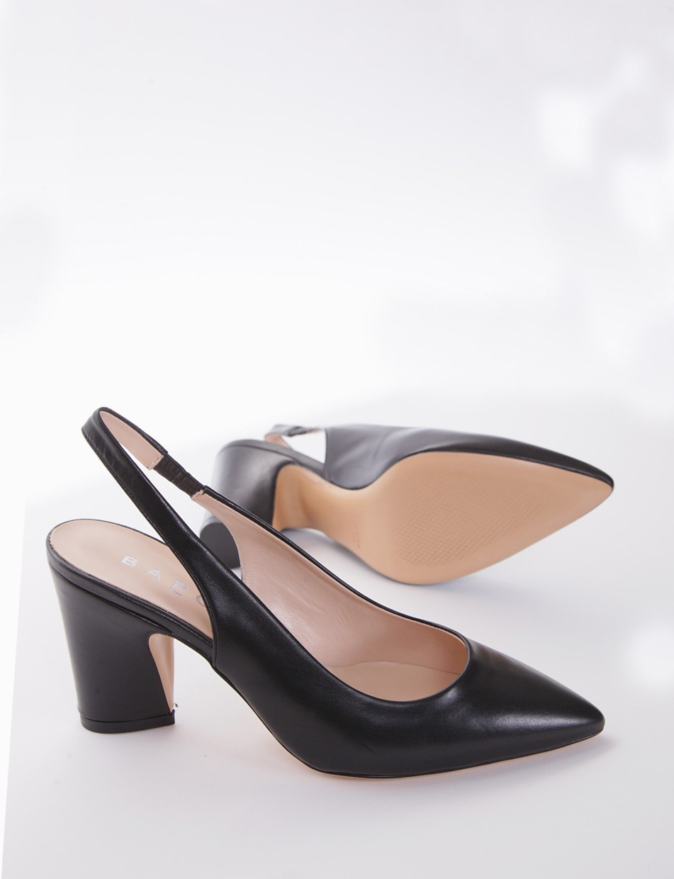 Slingback decoltè tacco 8 cm nero pelle