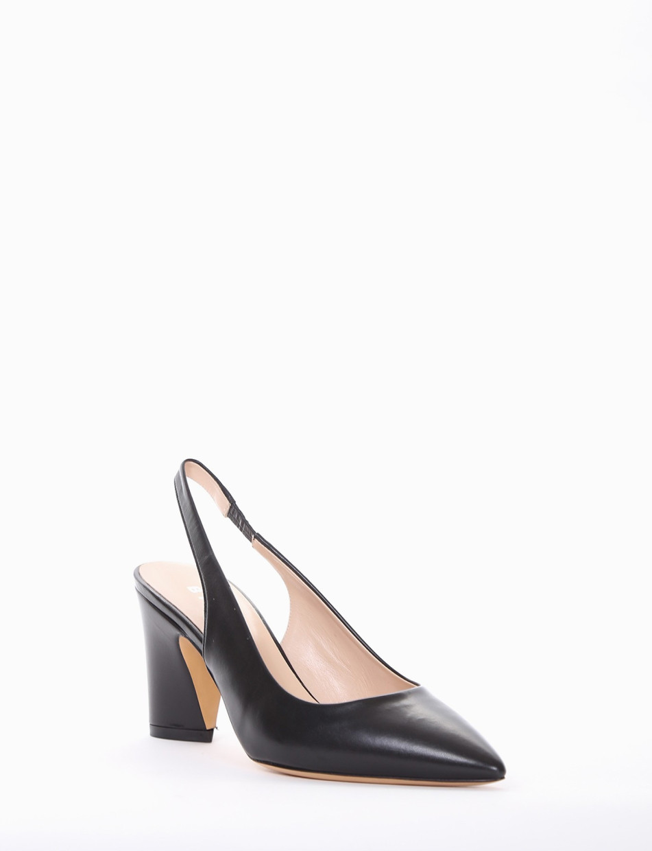 Slingback decoltè tacco 8 cm nero pelle