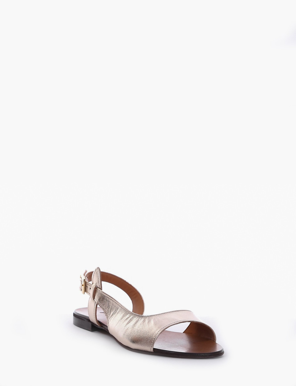 Low heel sandals heel 1 cm gold leather