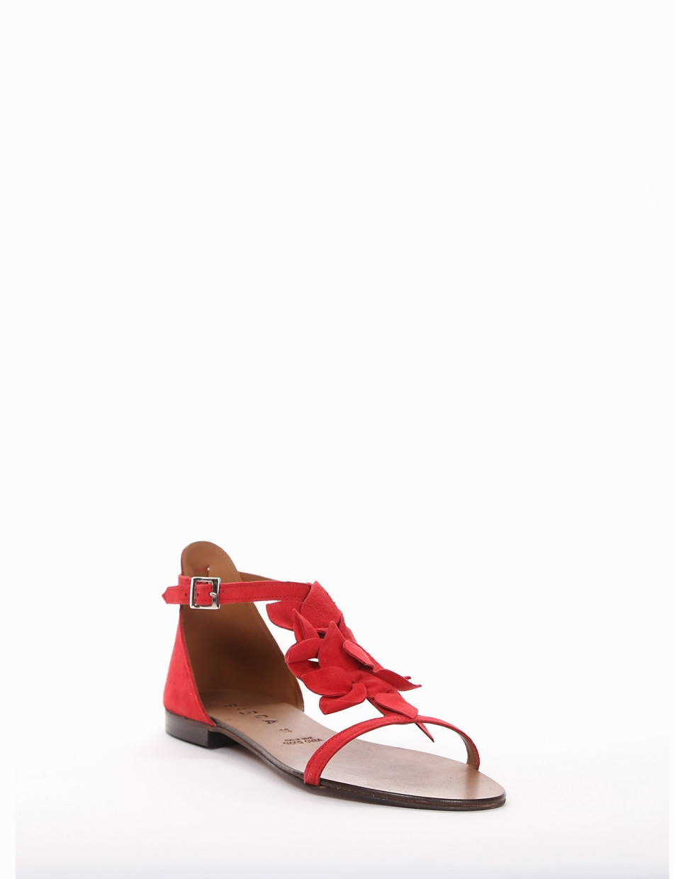 Low heel sandals heel 1 cm red chamois