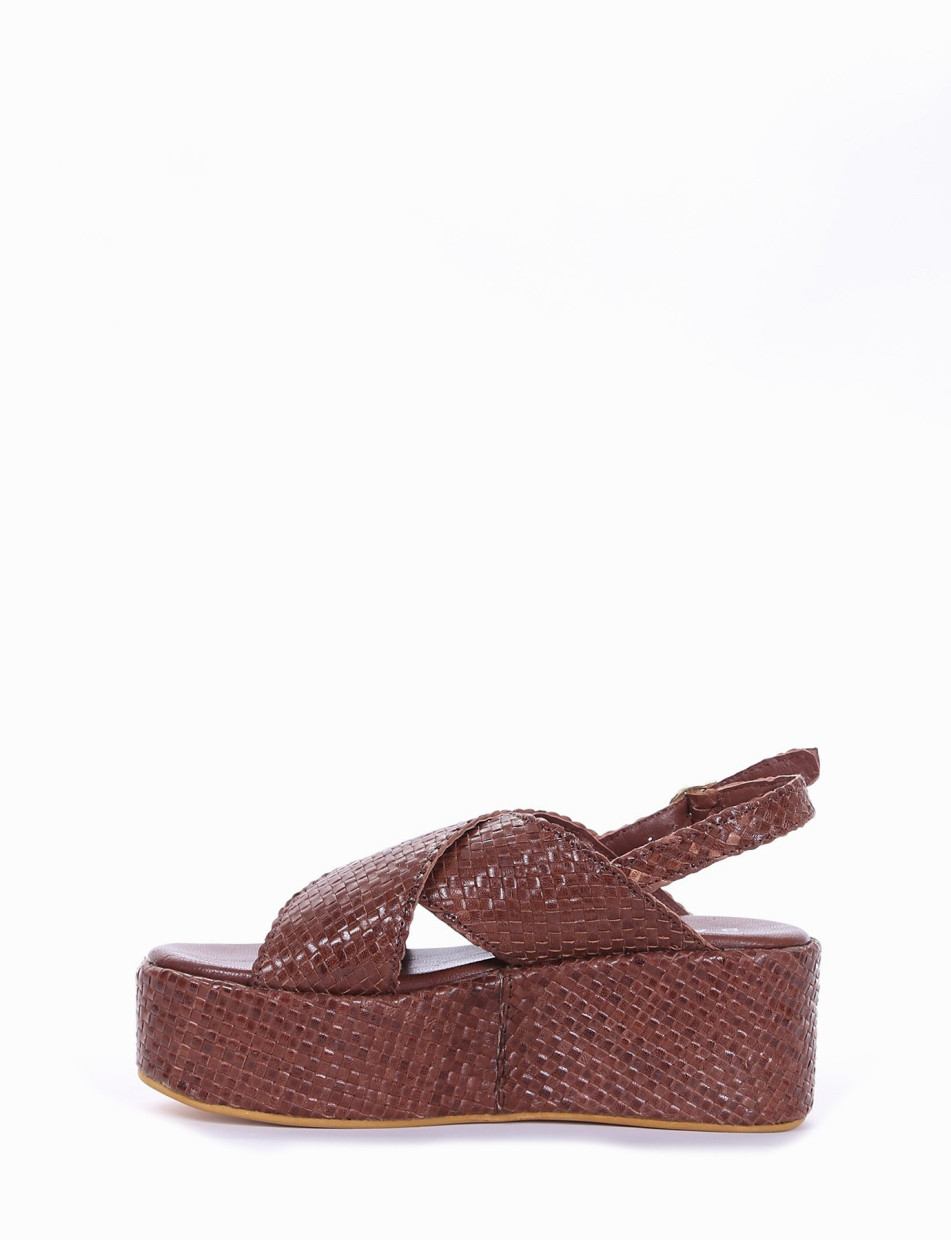 Wedge heels heel 5 cm brown leather