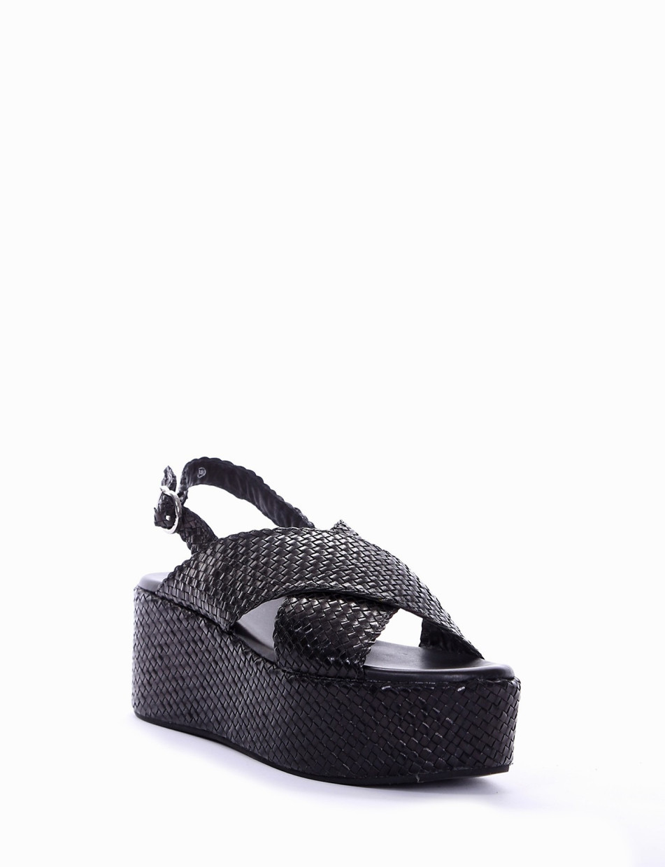Wedge heels heel 5 cm black leather