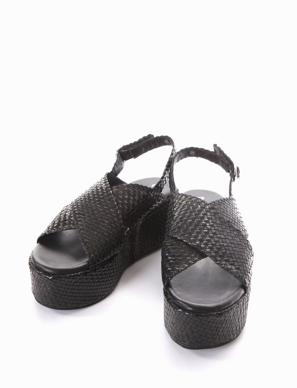 Wedge heels heel 5 cm black leather