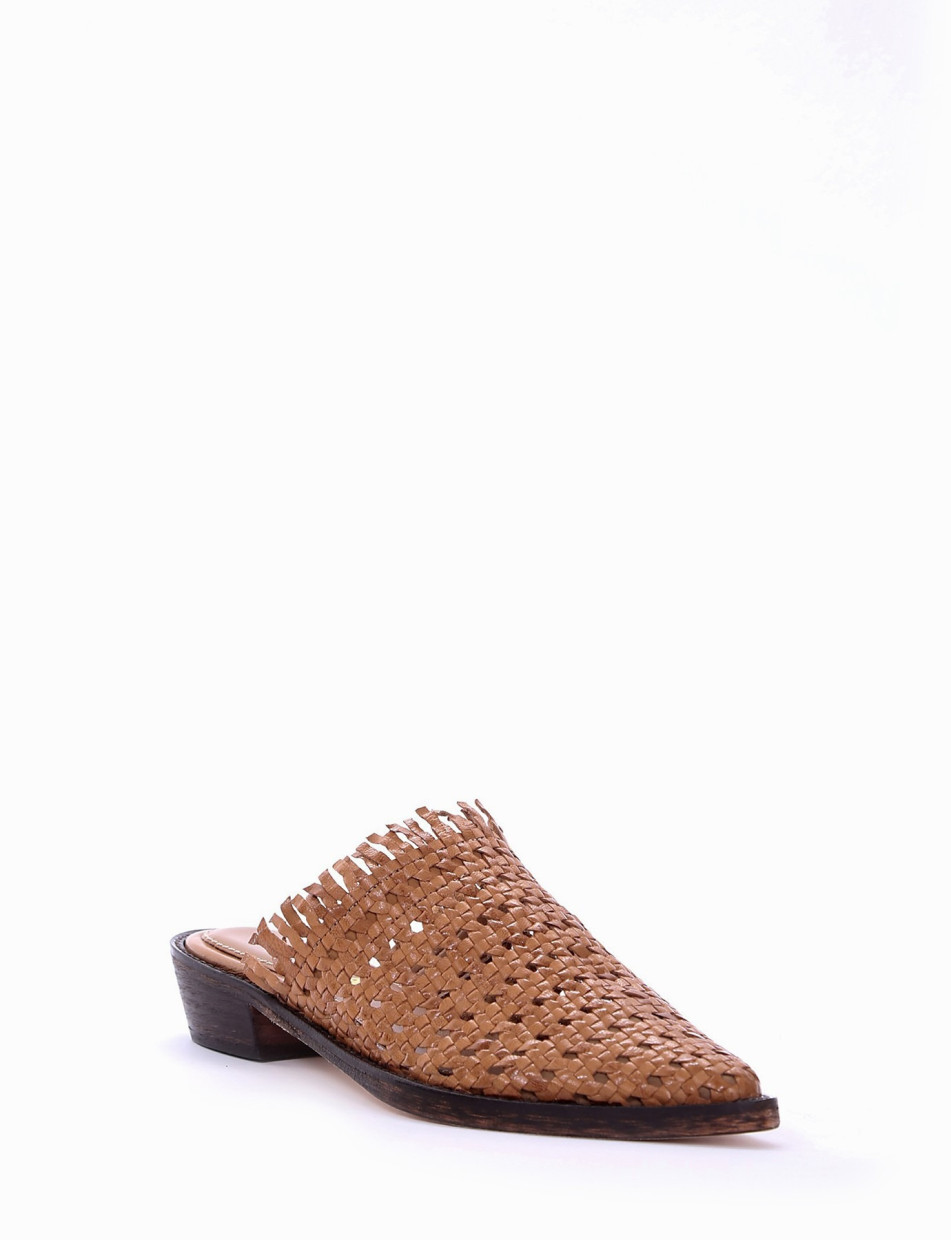 Sabot heel 3 cm brown leather