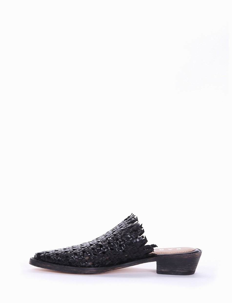 Sabot heel 3 cm black leather