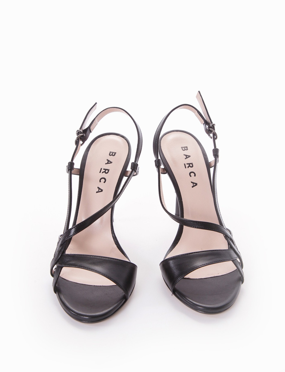 High heel sandals heel 9 cm black leather