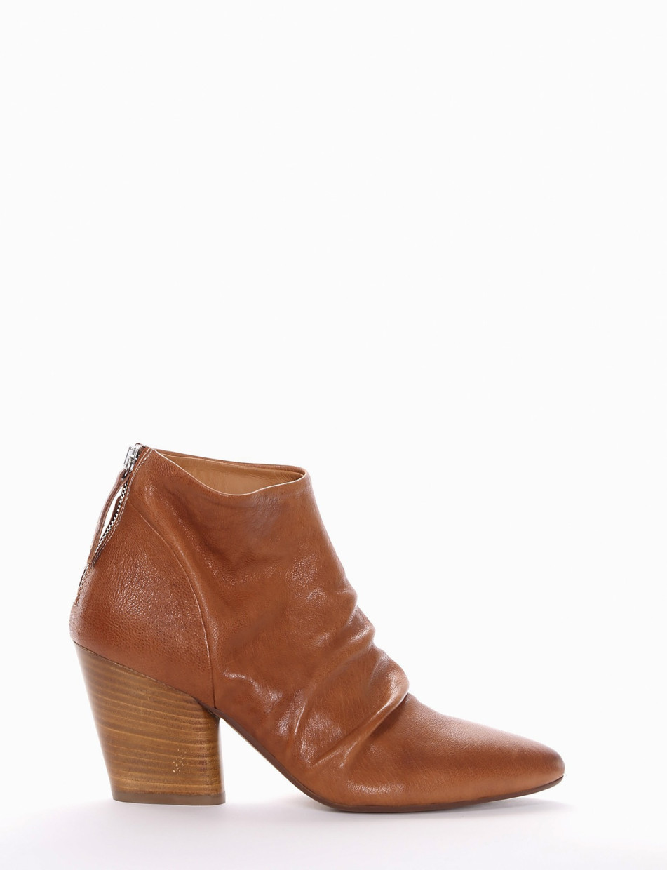 High heel ankle boots heel 7 cm brown leather