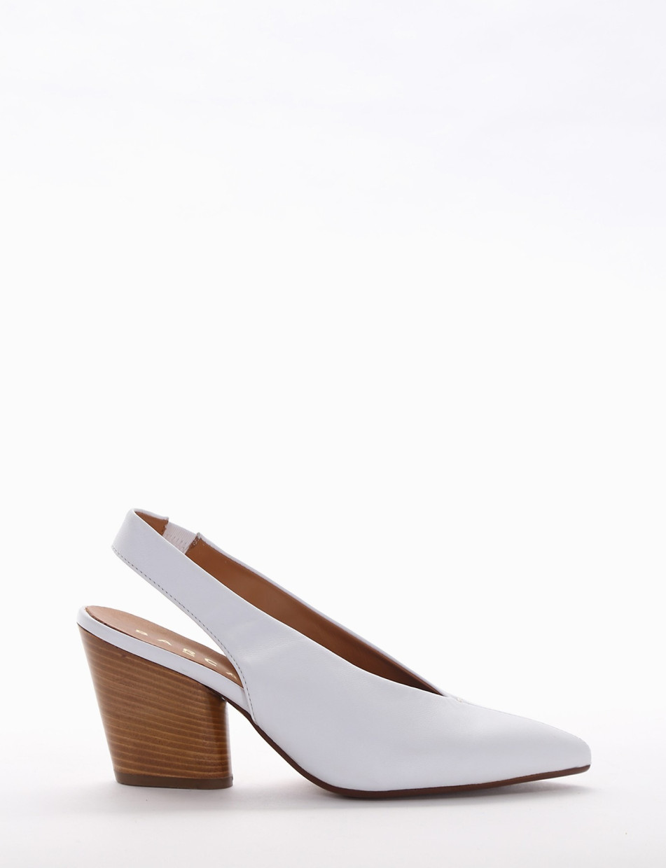Slingback decoltè tacco 8 cm bianco pelle
