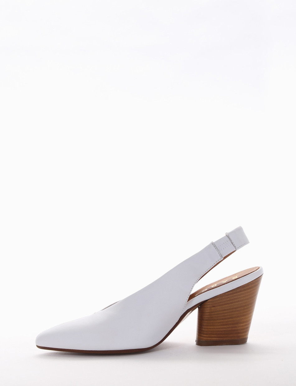 Slingback decoltè tacco 8 cm bianco pelle