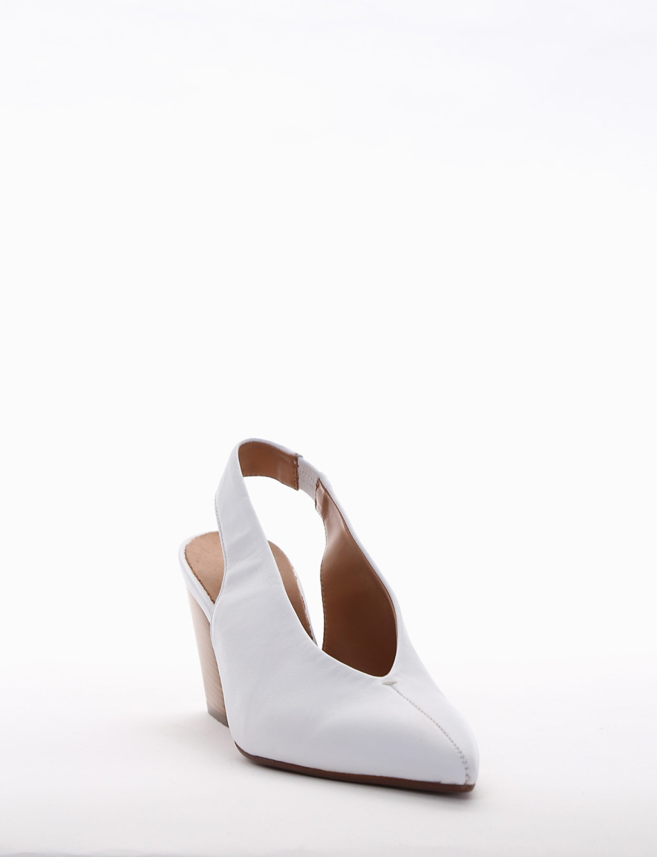Slingback decoltè tacco 8 cm bianco pelle