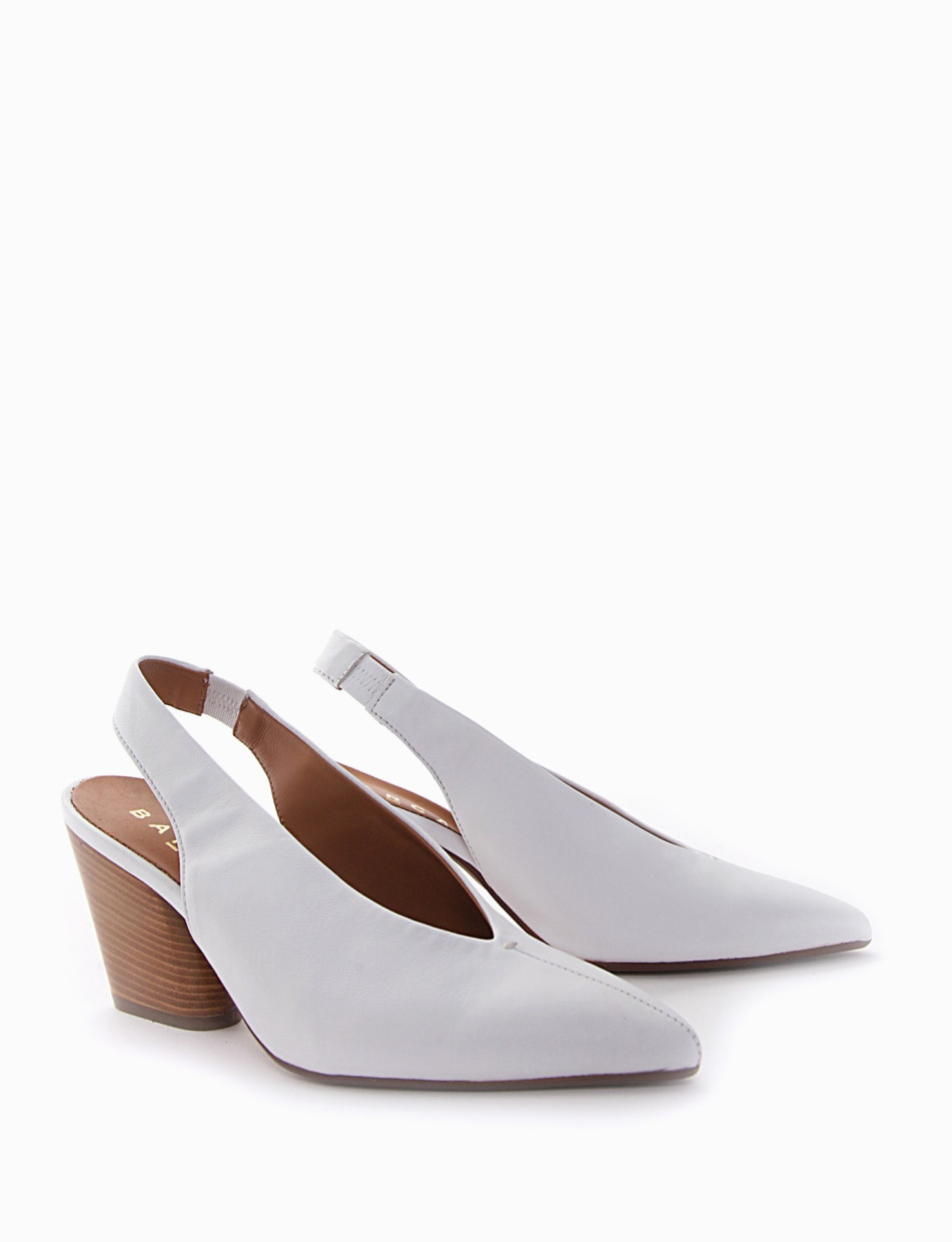 Slingback decoltè tacco 8 cm bianco pelle