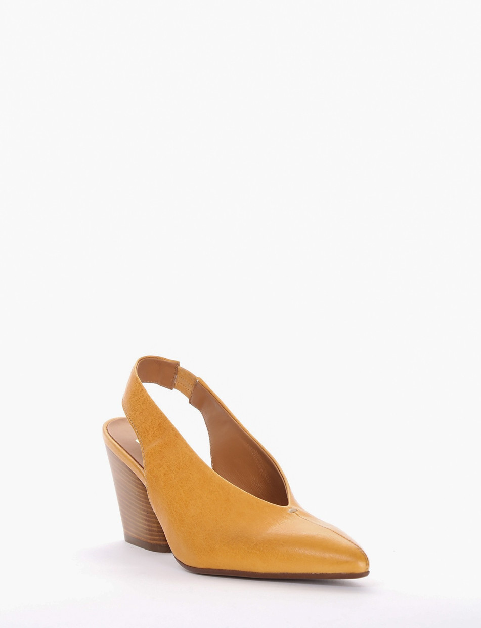 Slingback decoltè tacco 8 cm giallo pelle