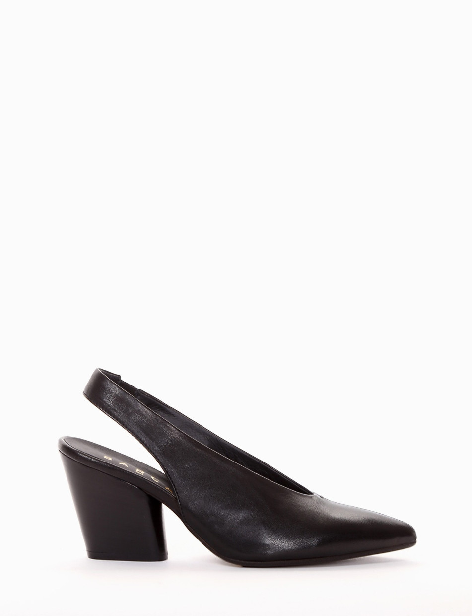 Slingback decoltè tacco 8 cm nero pelle