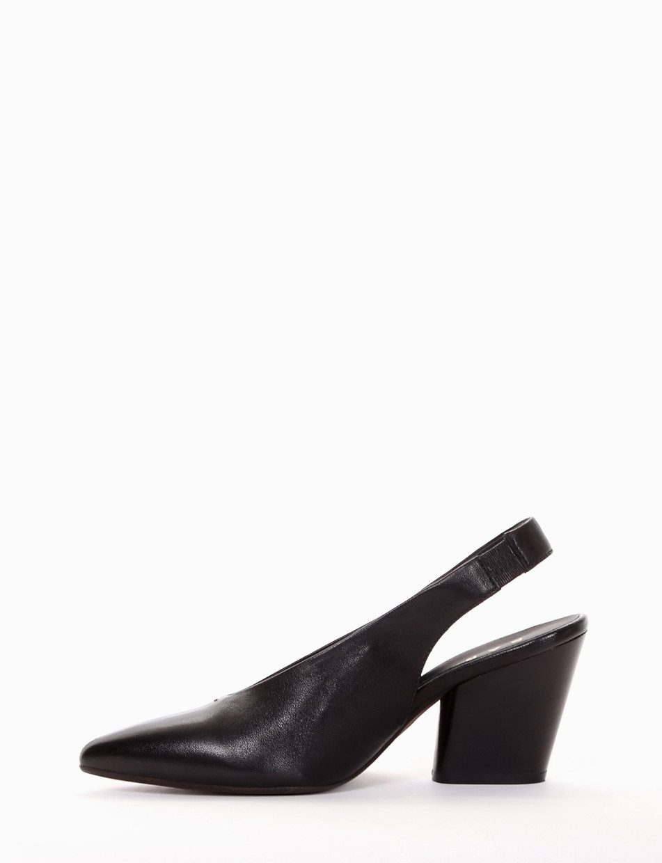 Slingback decoltè tacco 8 cm nero pelle