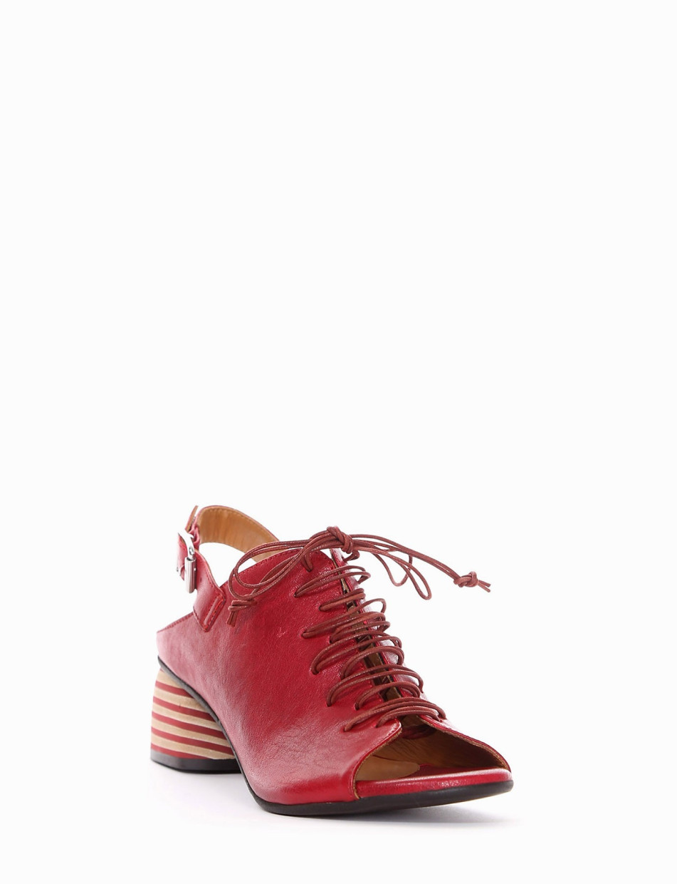 High heel sandals heel 5 cm red leather