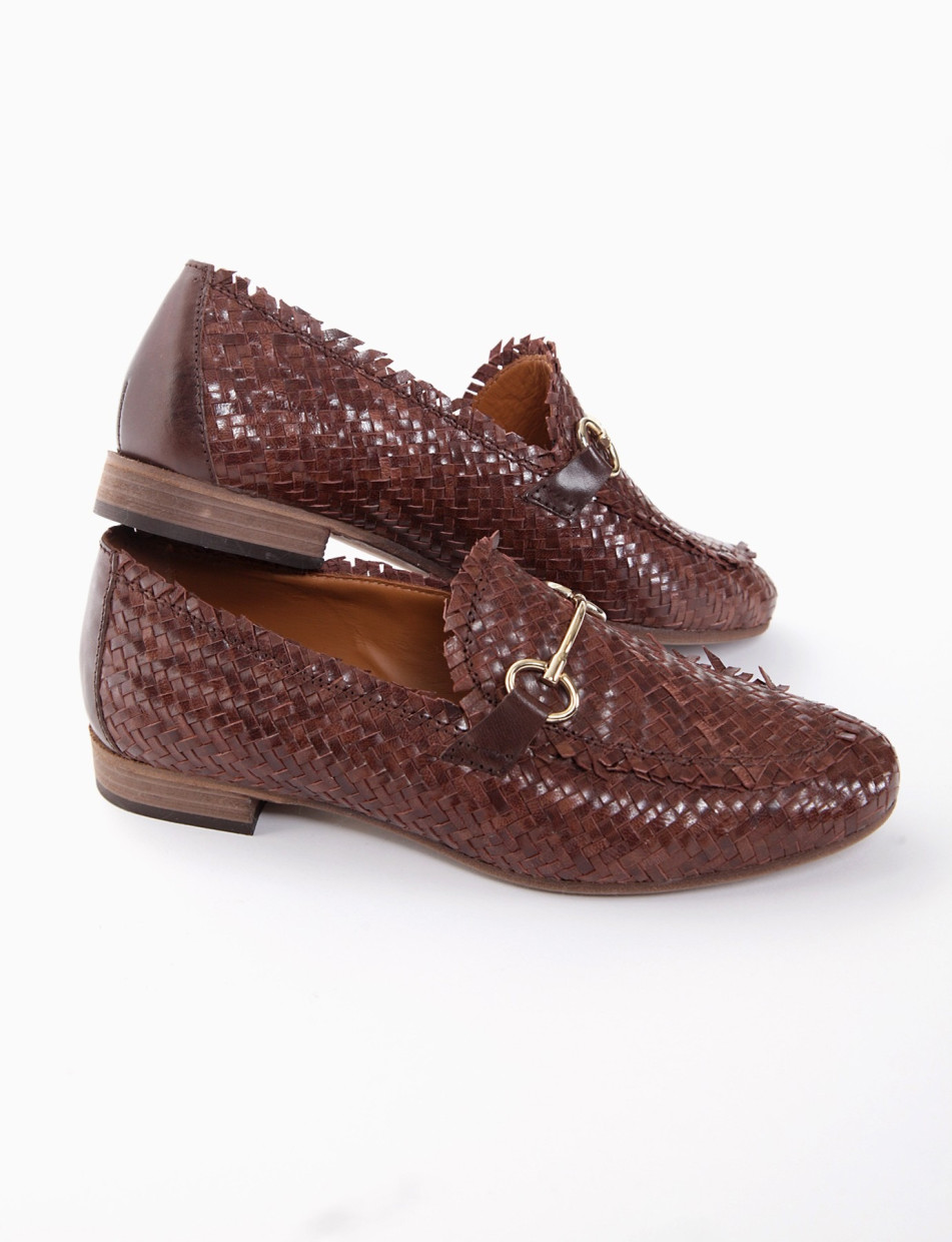 Loafers heel 2 cm brown leather