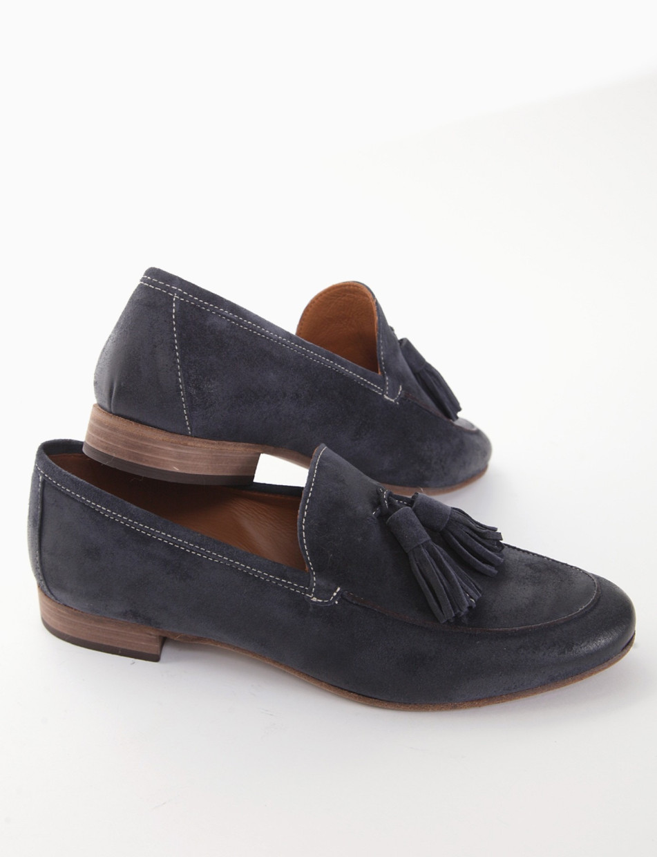 Loafers heel 2 cm blu chamois