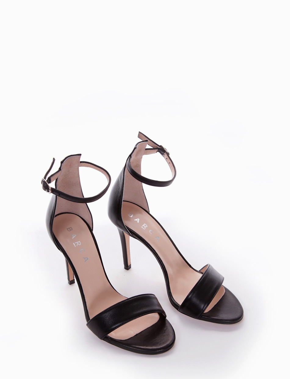 High heel sandals heel 10 cm black leather