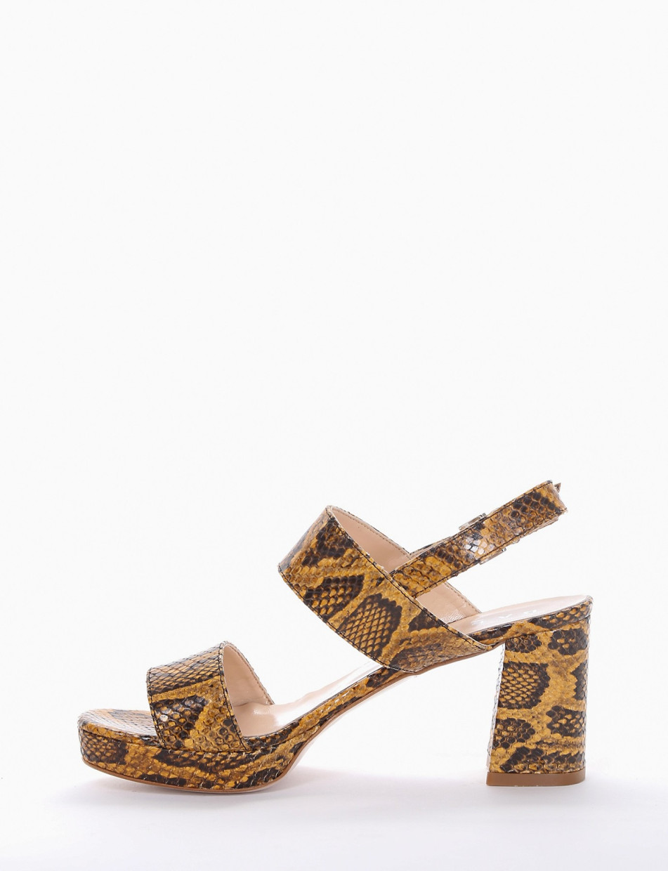 High heel sandals heel 8 cm ocher python