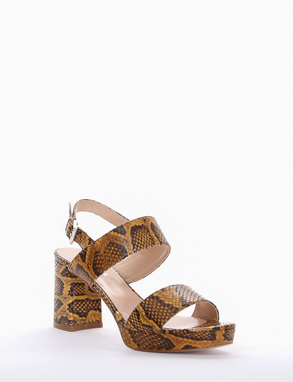 High heel sandals heel 8 cm ocher python