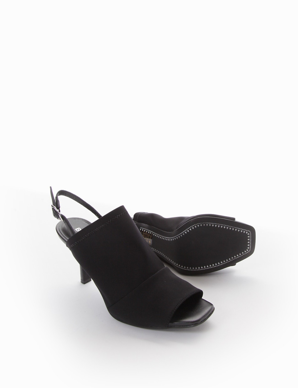 High heel sandals heel 8 cm black licra