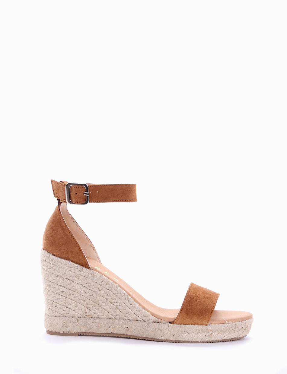 sandalo espadrilas zeppa 8 cm cuoio