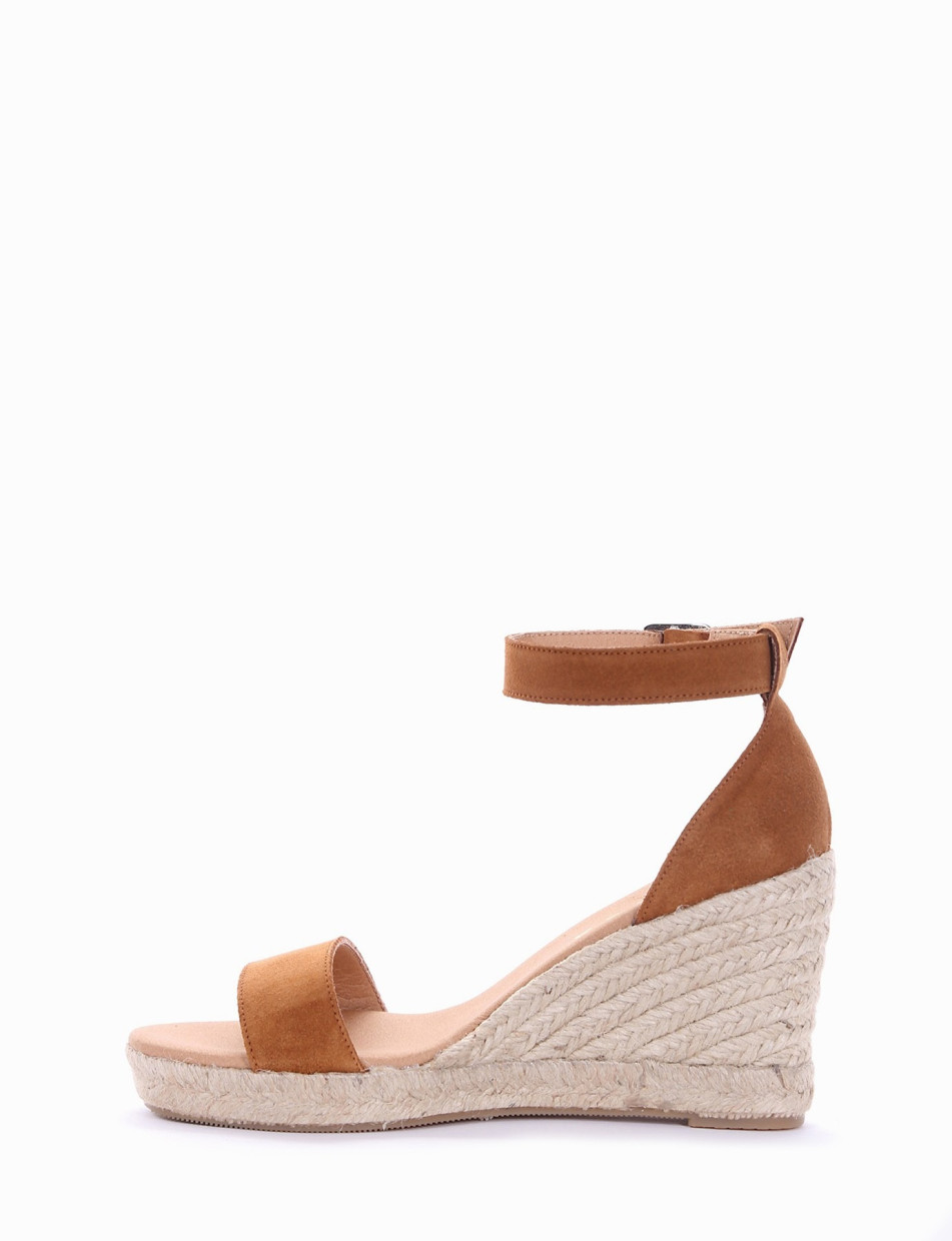 sandalo espadrilas zeppa 8 cm cuoio