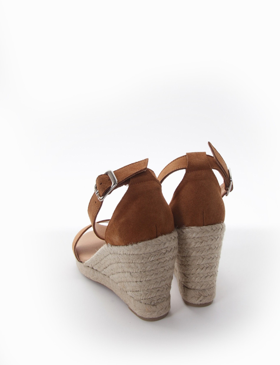 Espadrillas heel 8 cm brown chamois