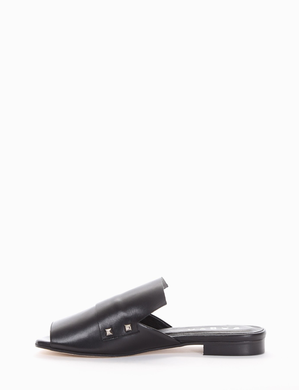 Sabot heel 1 cm black leather