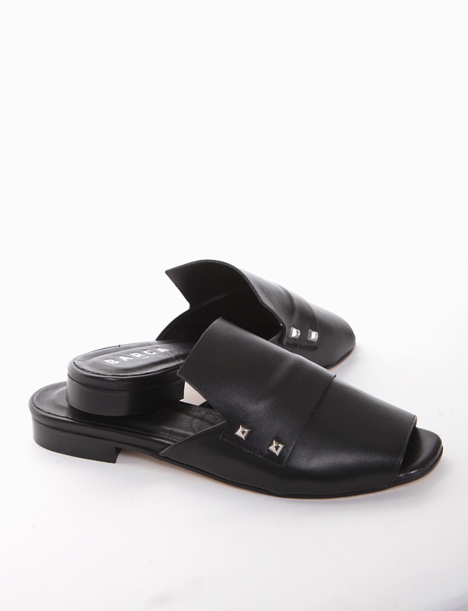 Sabot heel 1 cm black leather