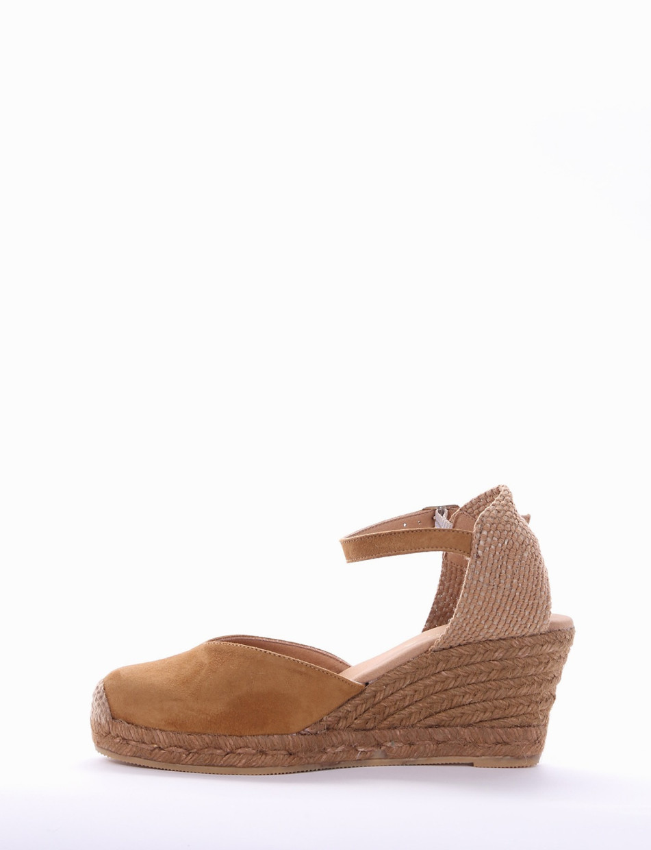 Espadrillas heel 6 cm brown chamois