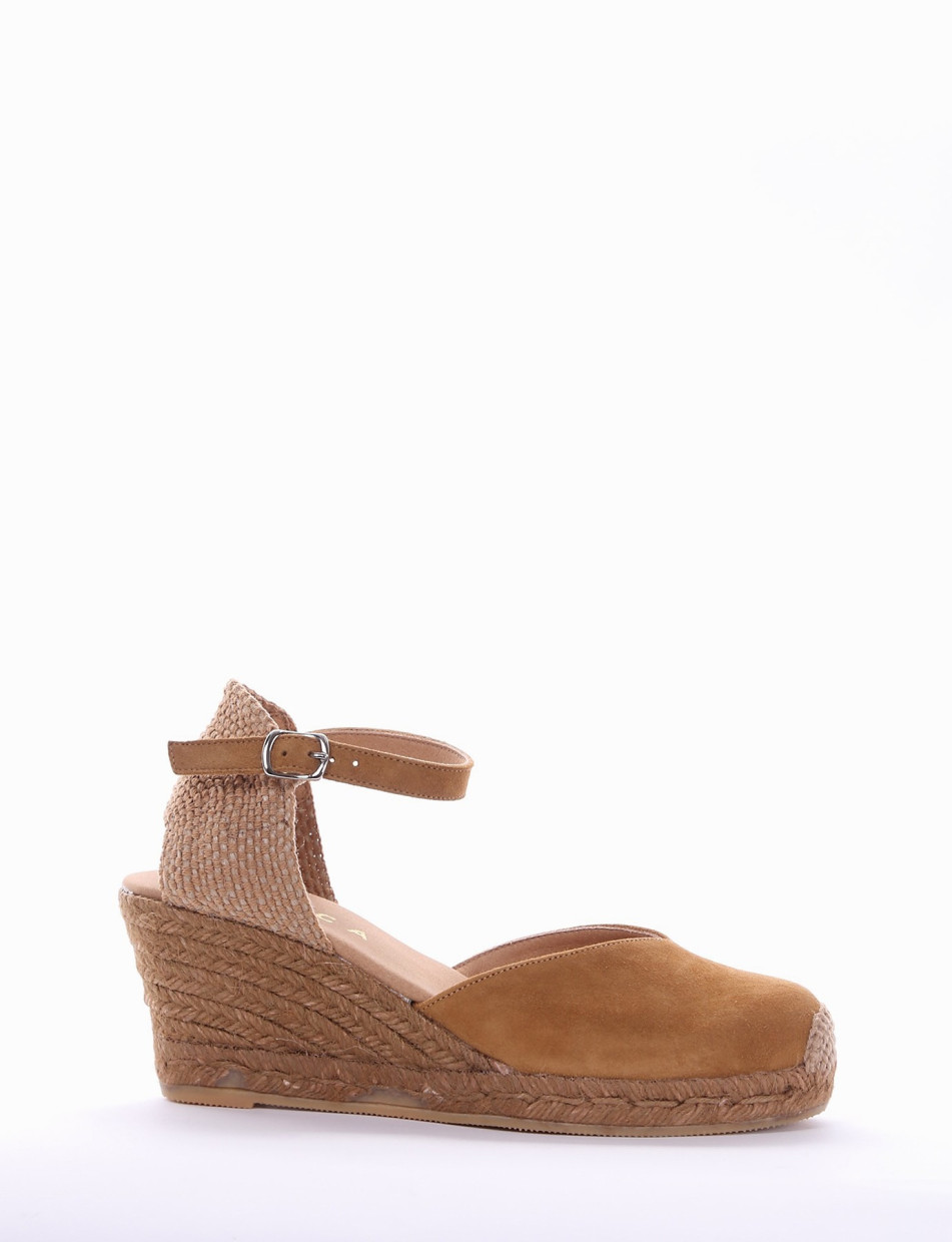 Espadrillas heel 6 cm brown chamois