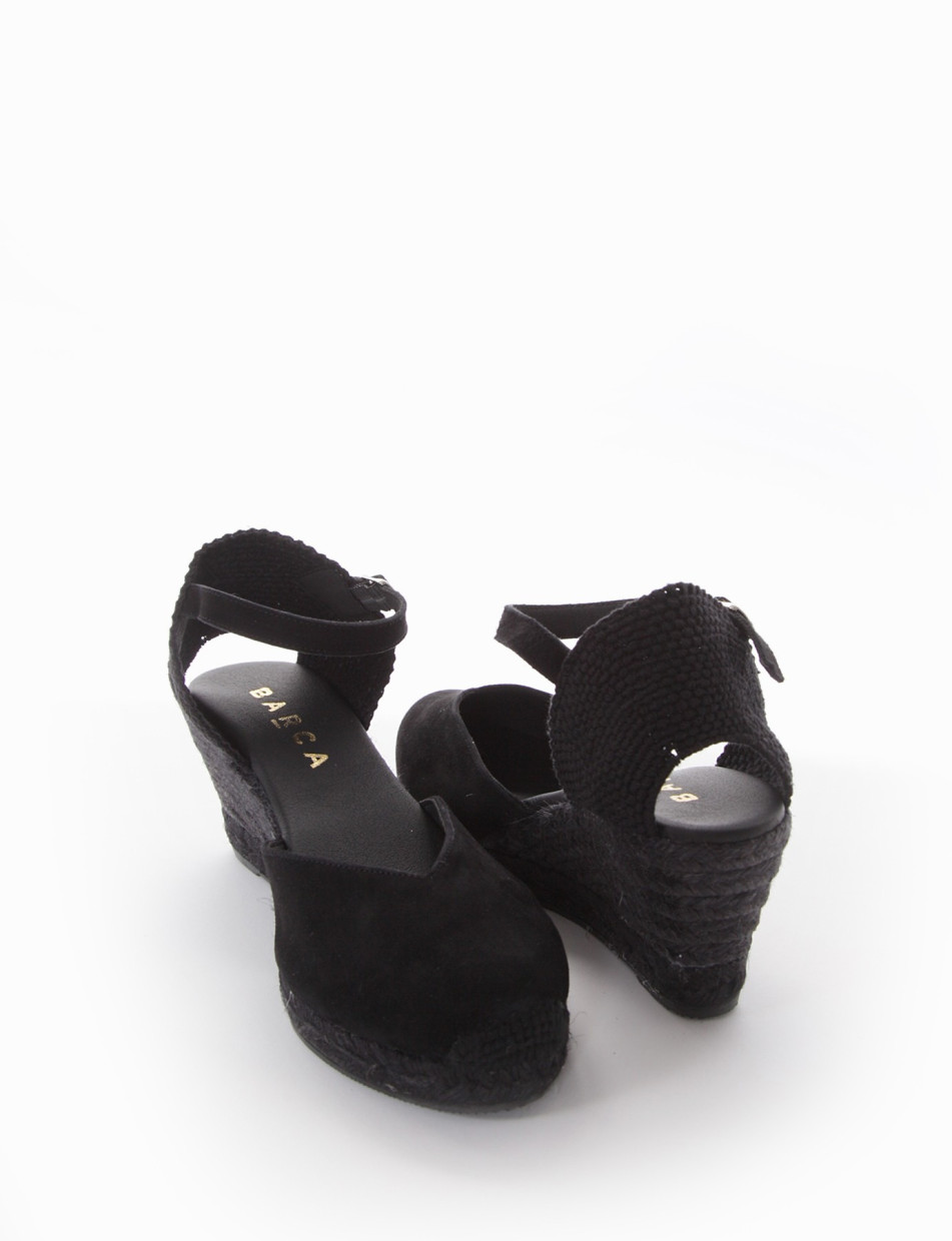 Espadrillas heel 6 cm black chamois