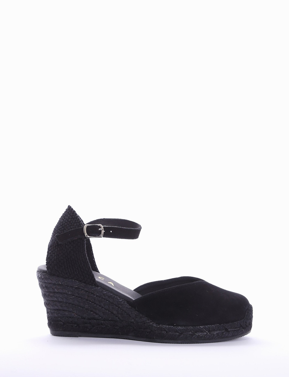 sandalo espadrilas zeppa 6 cm nero