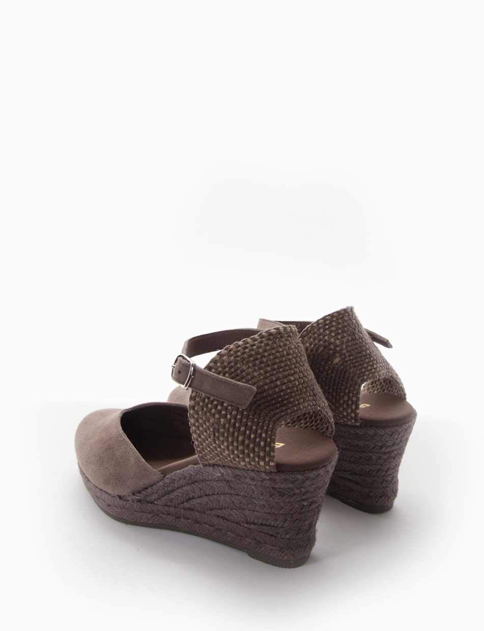 sandalo espadrilas zeppa 6 cm tortora