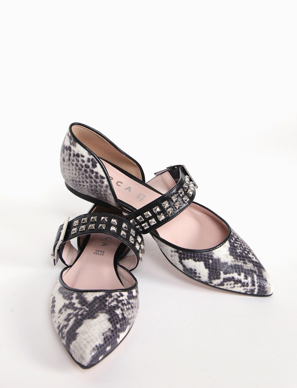 Flat shoes heel 1 cm multicolor python