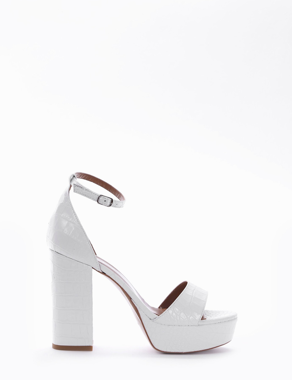 High heel sandals heel 11 cm white coconut