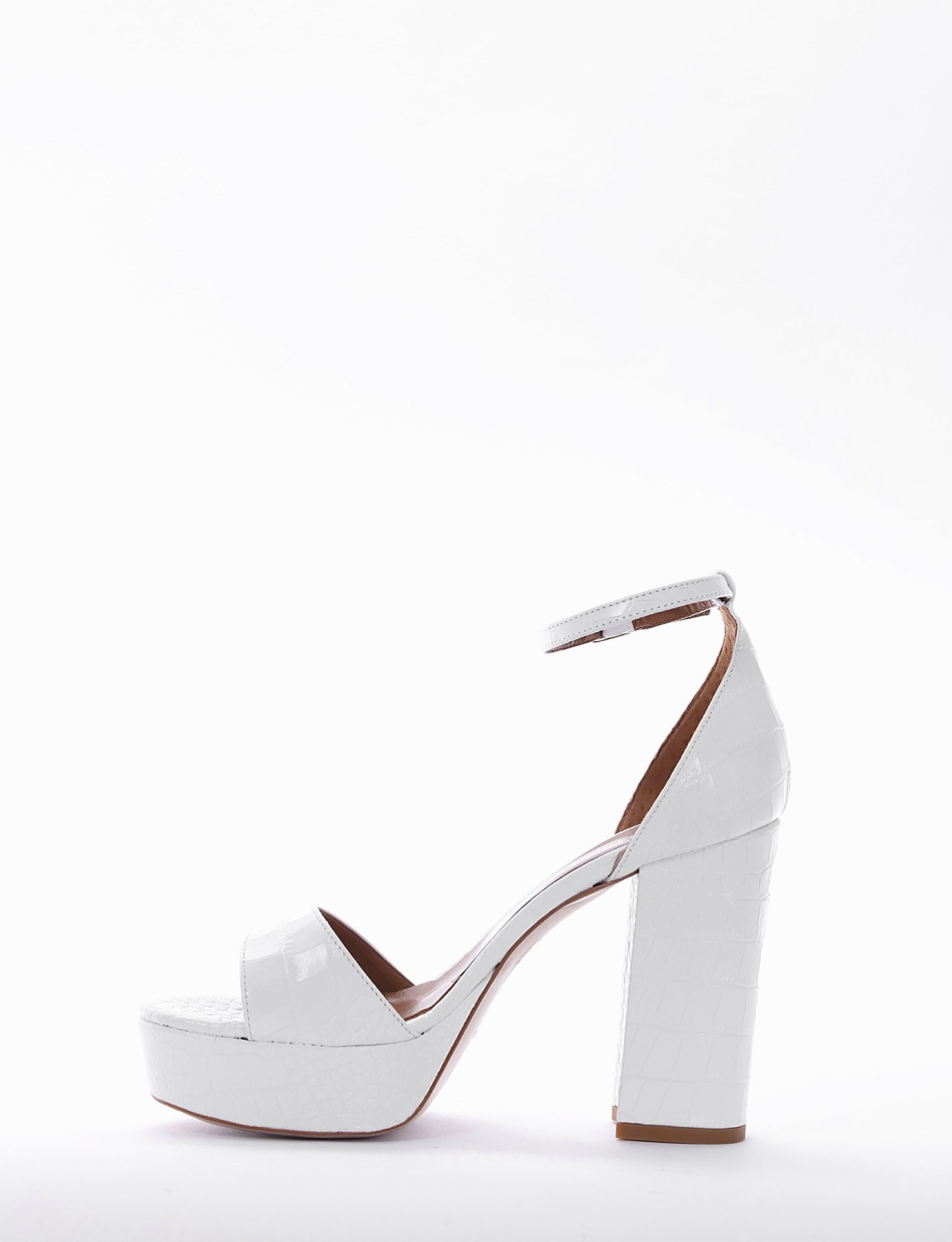 High heel sandals heel 11 cm white coconut