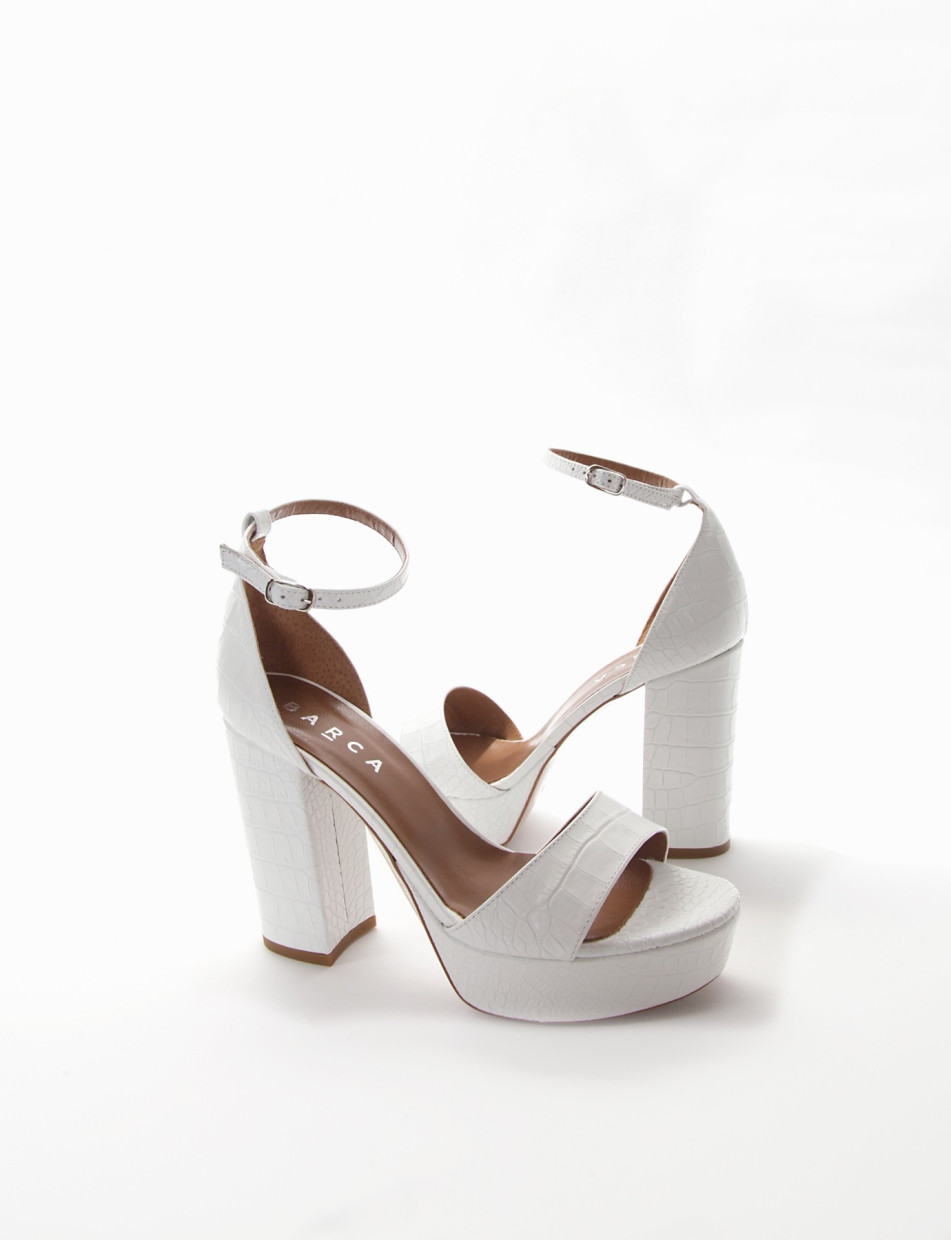 High heel sandals heel 11 cm white coconut