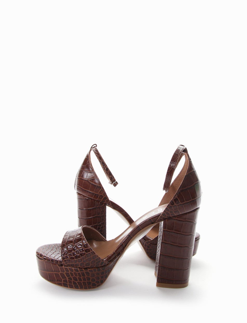 High heel sandals heel 11 cm dark brown coconut