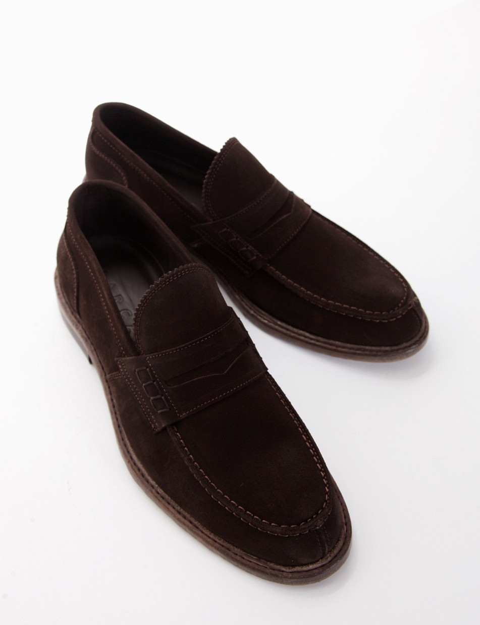 Loafers heel 2 cm dark brown chamois