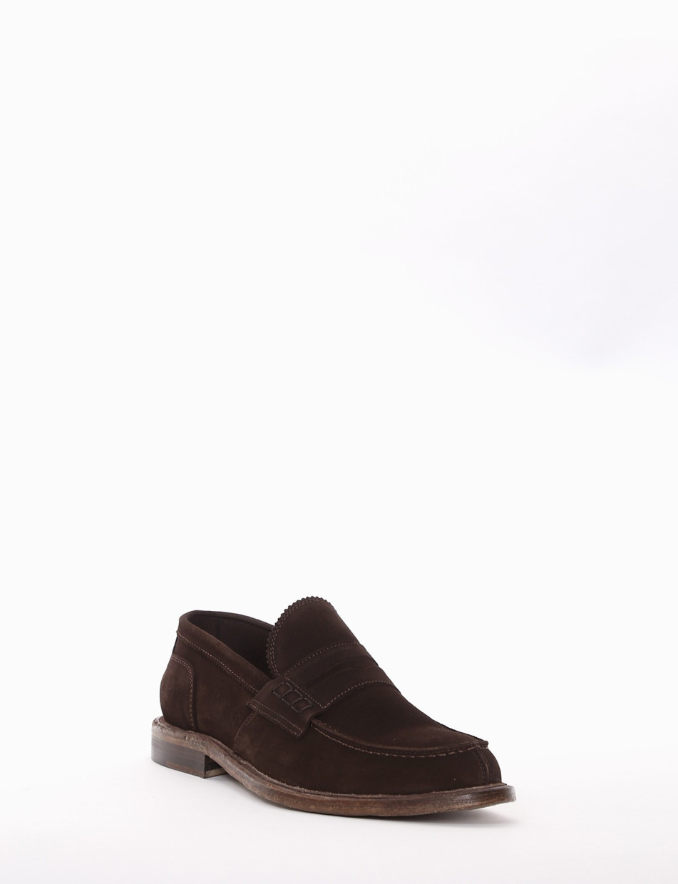 Loafers heel 2 cm dark brown chamois