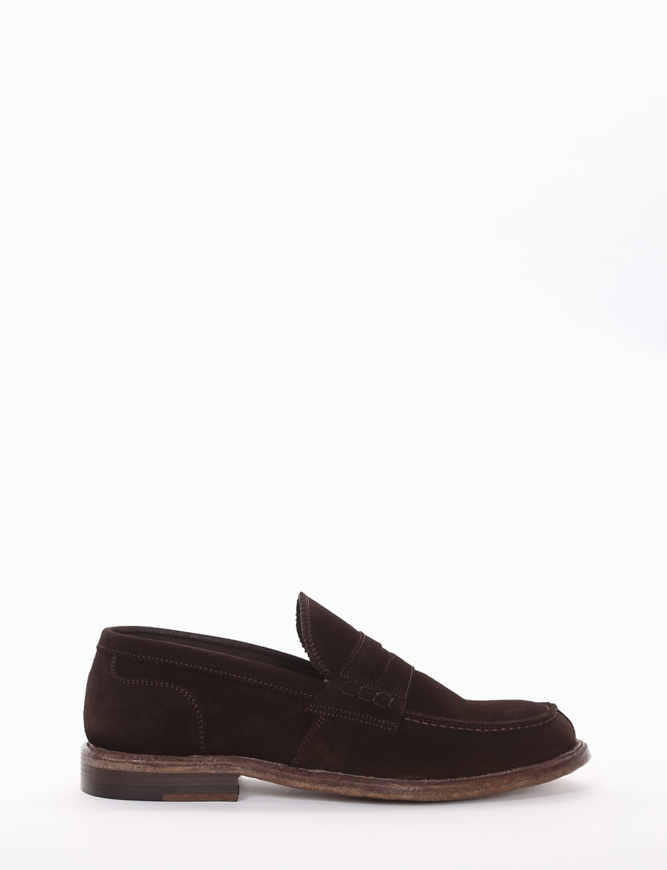 Loafers heel 2 cm dark brown chamois